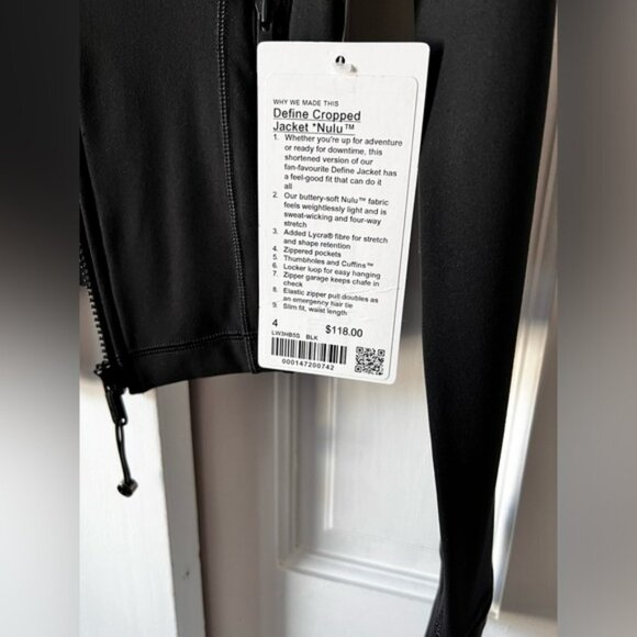 🆕Lululemon🍋 Define Cropped Jacket Nulu Black Sz 4 - Picture 11 of 12